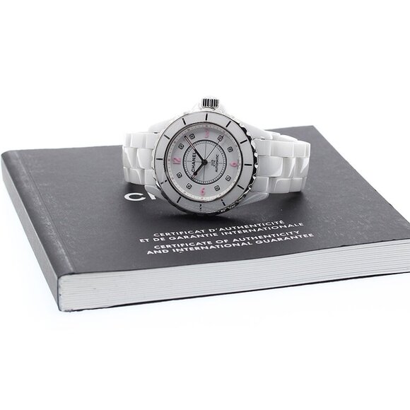 CHANEL J12 Pink light H4864 8P diamond white Dial Automatic Men's Watch - Picture 1 of 12